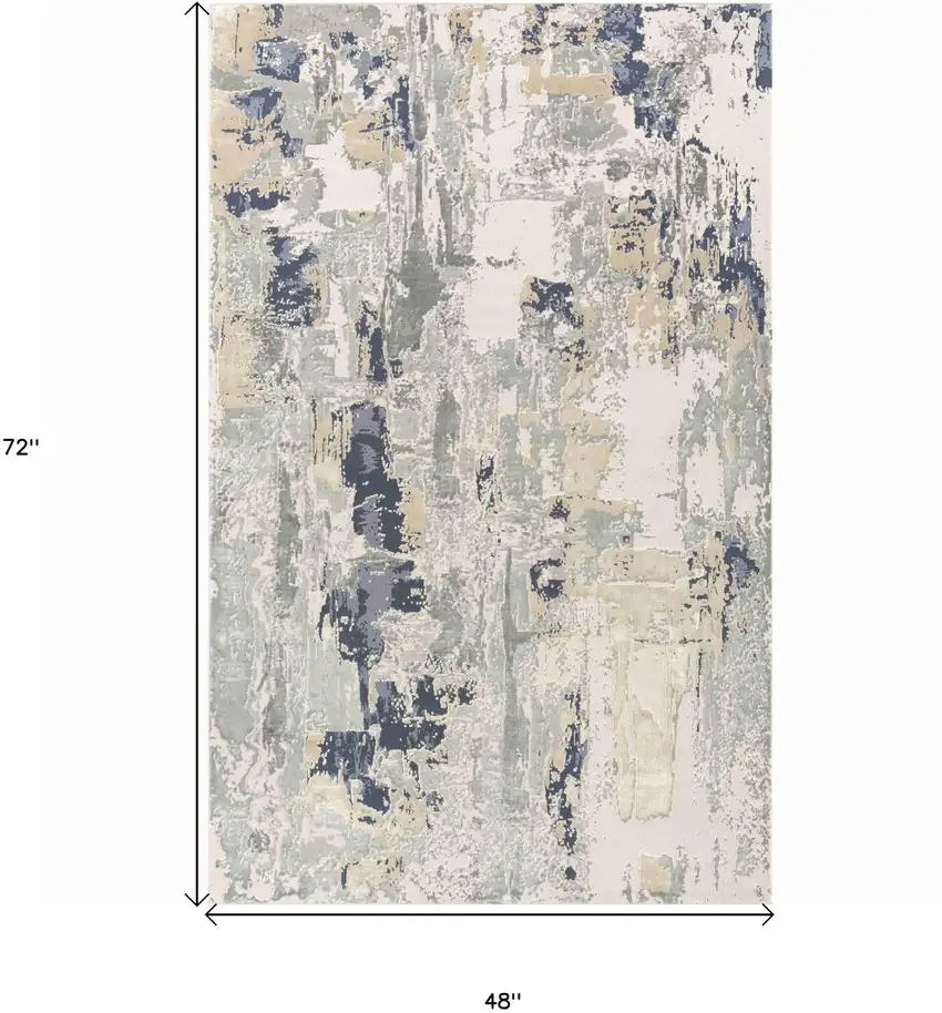 Blue and Gray Abstract Area Rug Photo 3