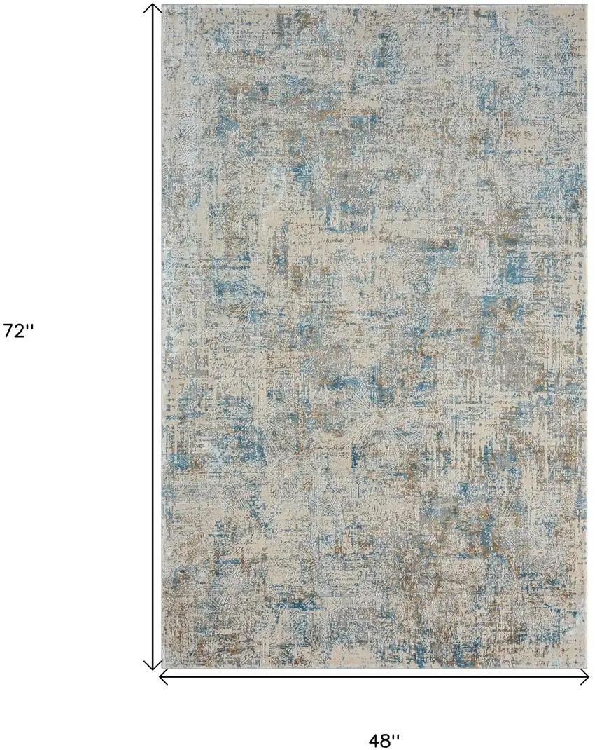 Blue and Gray Abstract Area Rug Photo 3
