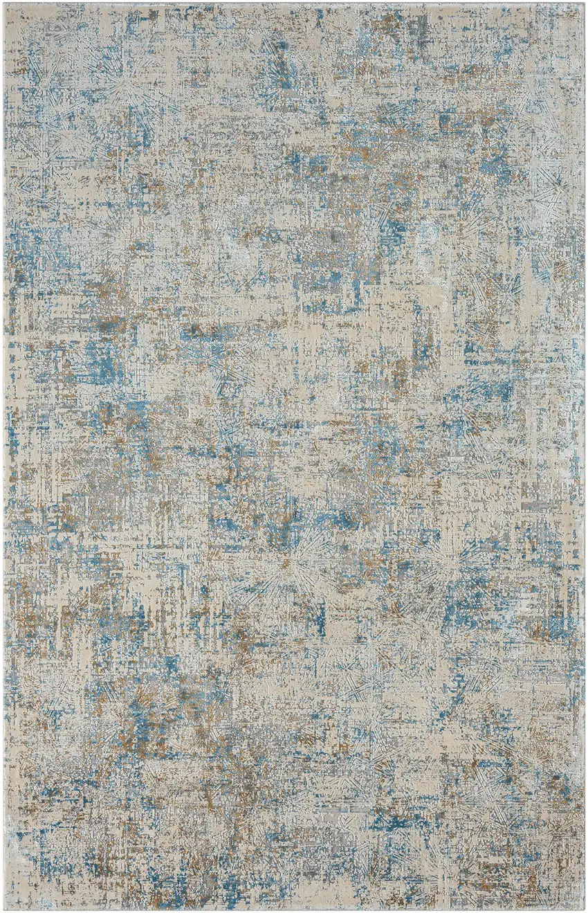 Blue and Gray Abstract Area Rug Photo 6