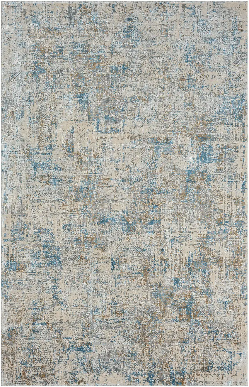 Blue and Gray Abstract Area Rug Photo 2