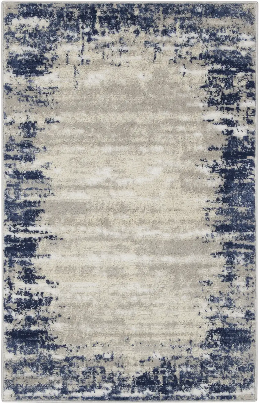 Blue and Gray Abstract Area Rug Photo 7