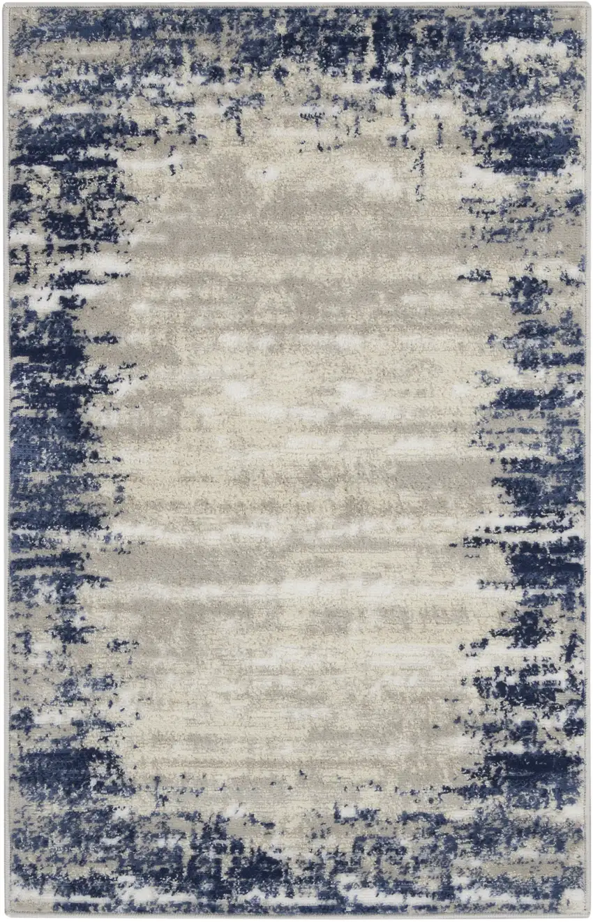 Blue and Gray Abstract Area Rug Photo 2