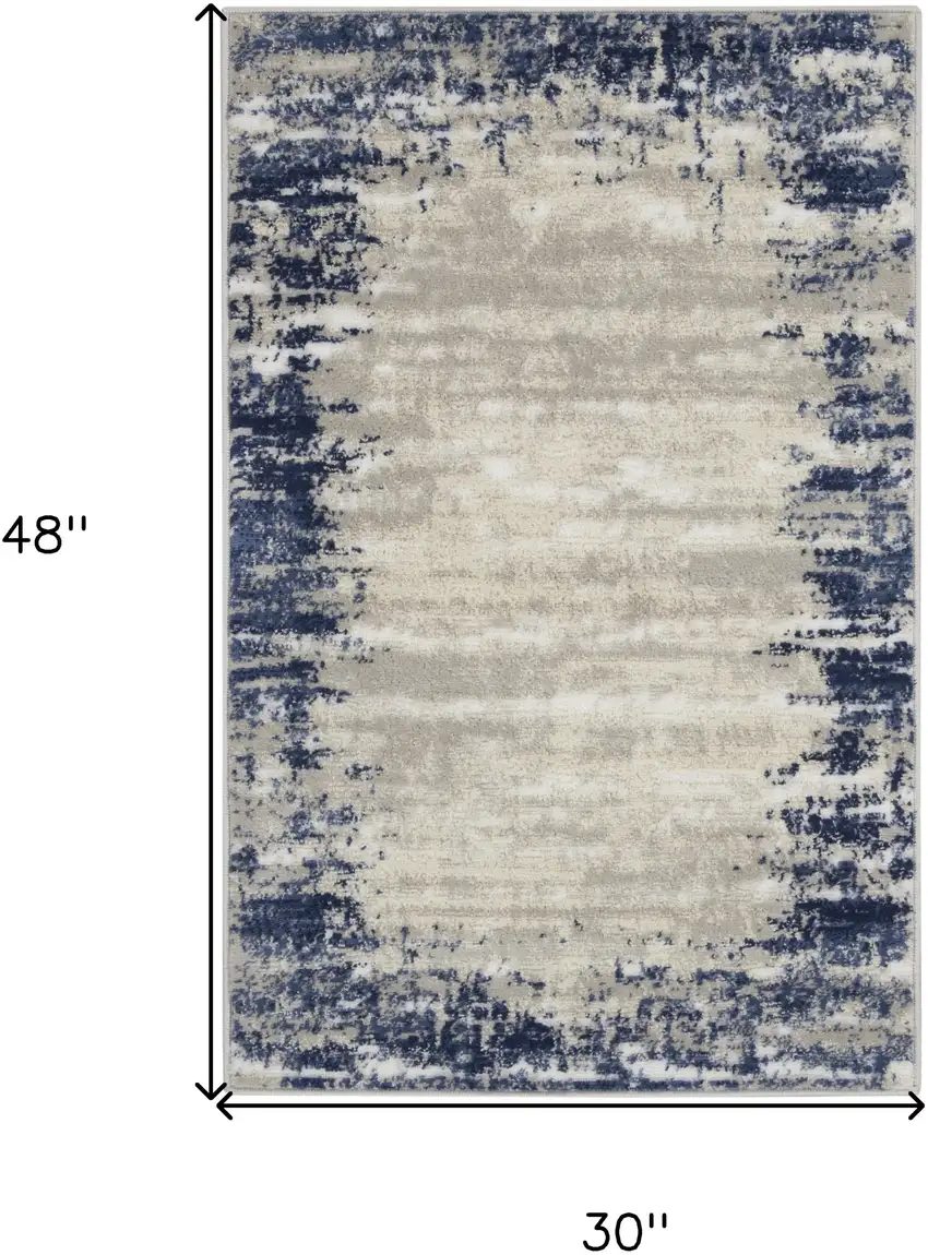 Blue and Gray Abstract Area Rug Photo 3