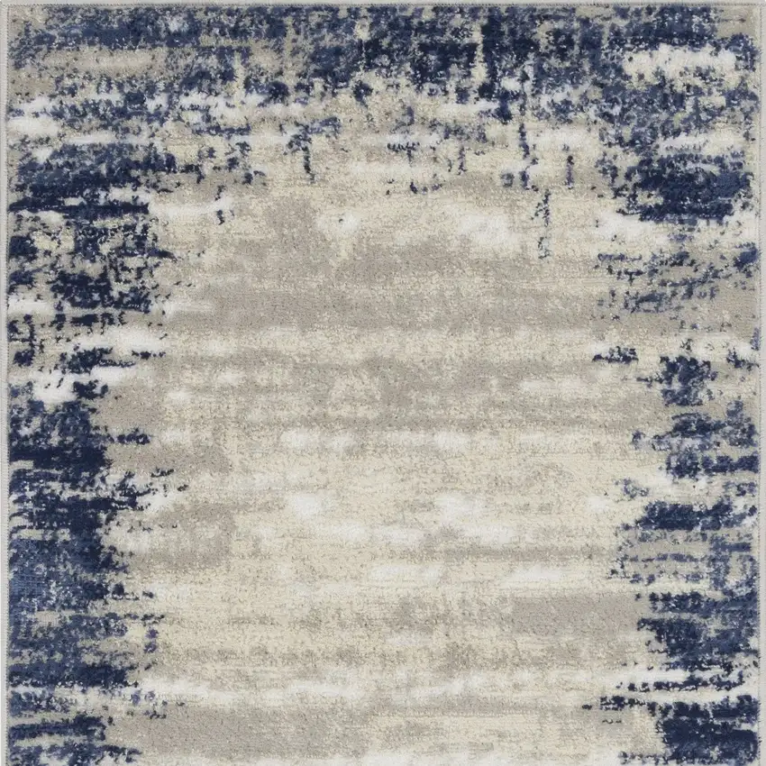 Blue and Gray Abstract Area Rug Photo 6