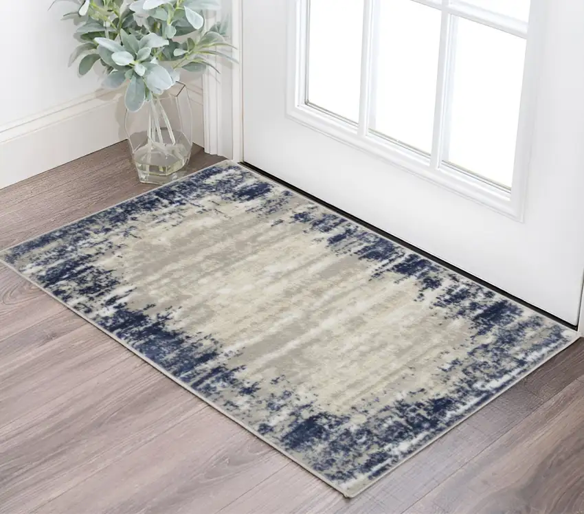 Blue and Gray Abstract Area Rug Photo 1