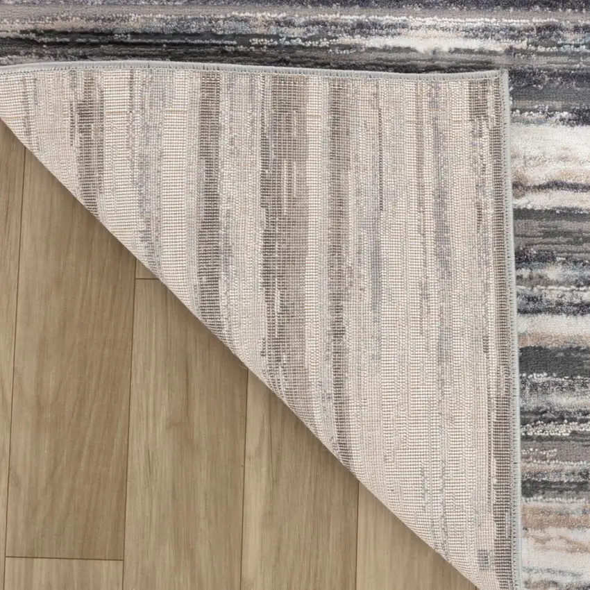 Blue and Gray Abstract Distressed Area Rug Photo 5