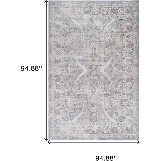 Blue and Gray Abstract Distressed Area Rug Photo 9