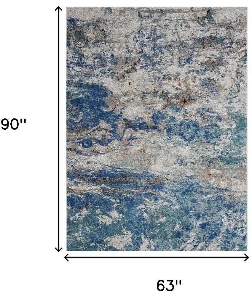 Blue and Gray Abstract Earth Area Rug Photo 3