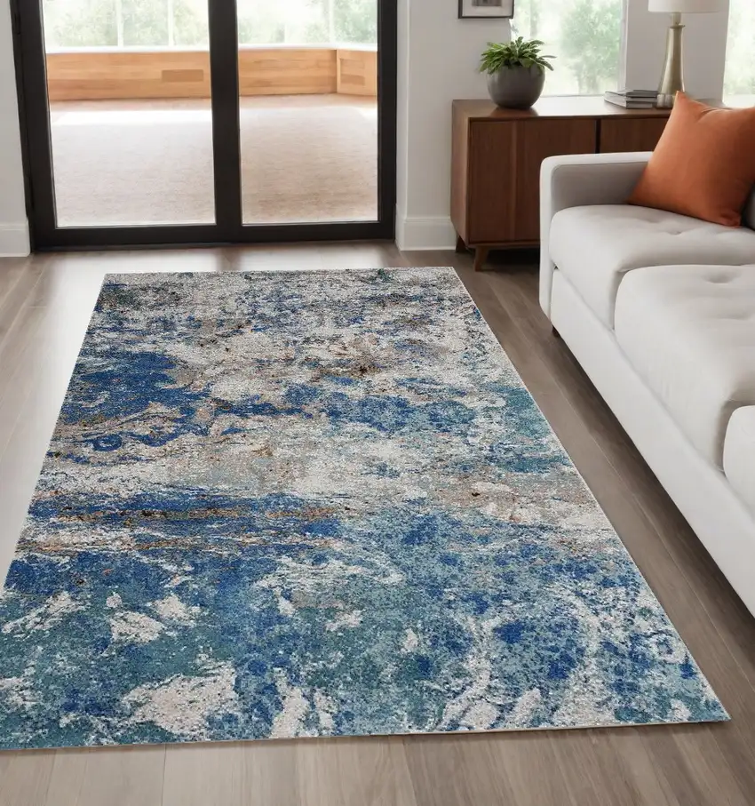 Blue and Gray Abstract Earth Area Rug Photo 1