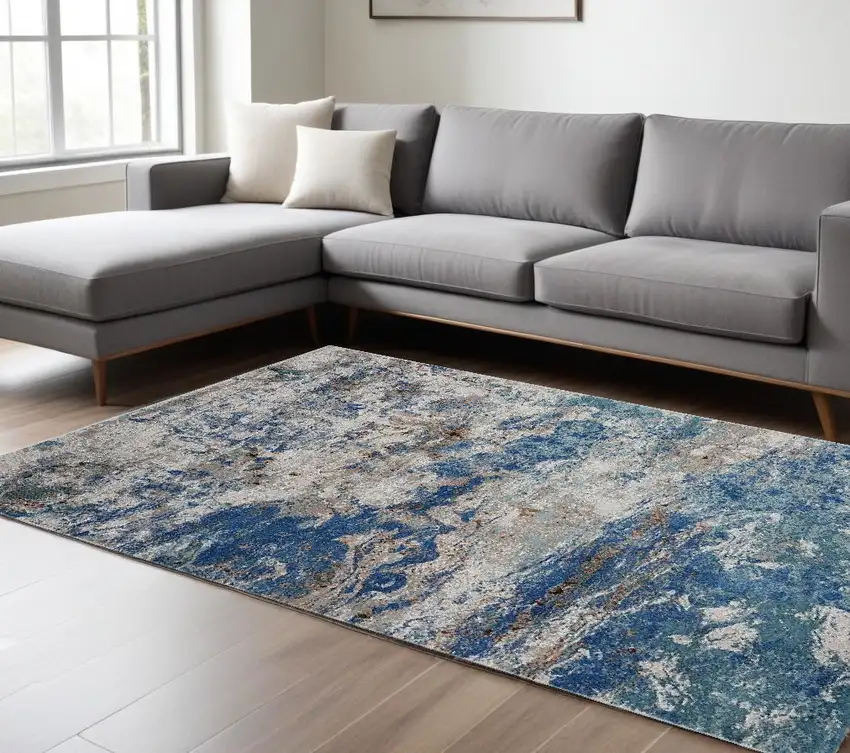 Blue and Gray Abstract Earth Area Rug Photo 1