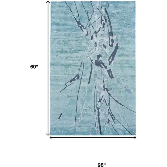 Blue and Gray Abstract Hand Tufted Area Rug Photo 9