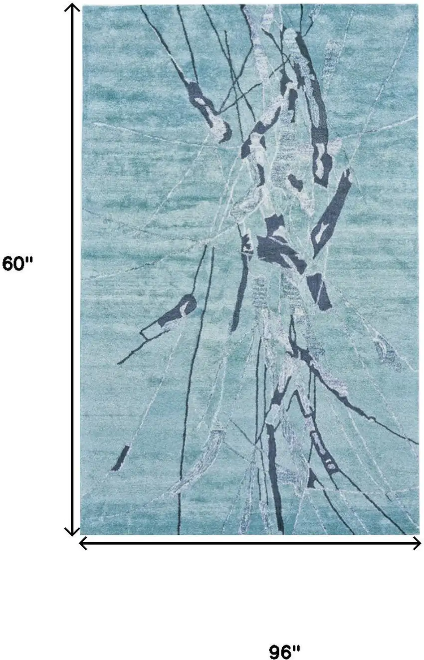 Blue and Gray Abstract Hand Tufted Area Rug Photo 9