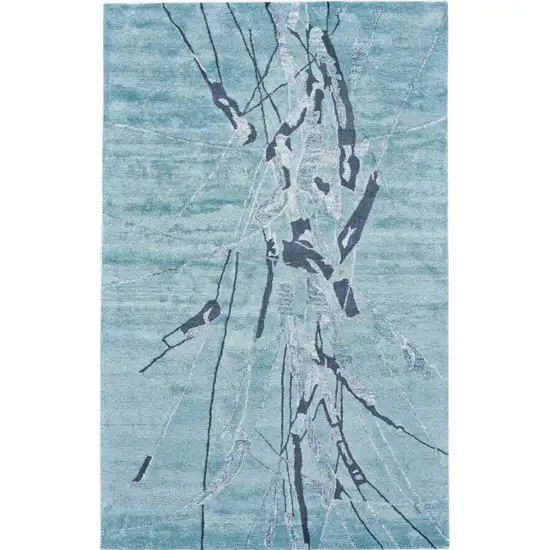 Blue and Gray Abstract Hand Tufted Area Rug Photo 2