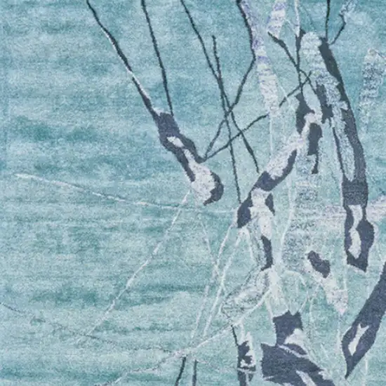 Blue and Gray Abstract Hand Tufted Area Rug Photo 3