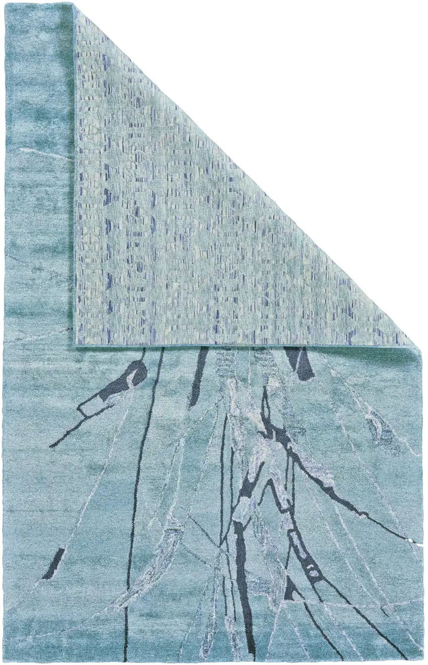 Blue and Gray Abstract Hand Tufted Area Rug Photo 1