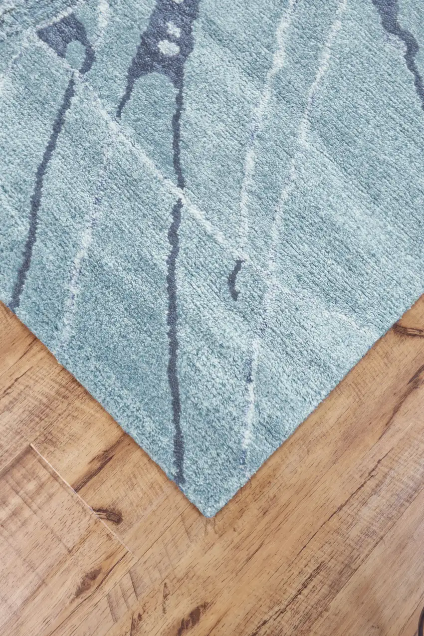 Blue and Gray Abstract Hand Tufted Area Rug Photo 9