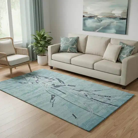 Blue and Gray Abstract Hand Tufted Area Rug Photo 1