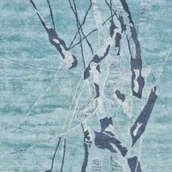 Blue and Gray Abstract Hand Tufted Area Rug Photo 3