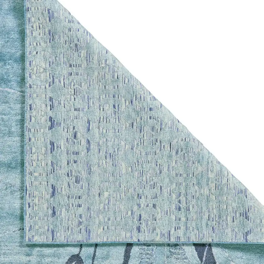 Blue and Gray Abstract Hand Tufted Area Rug Photo 4