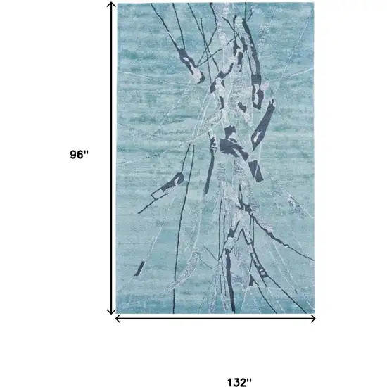 Blue and Gray Abstract Hand Tufted Area Rug Photo 8