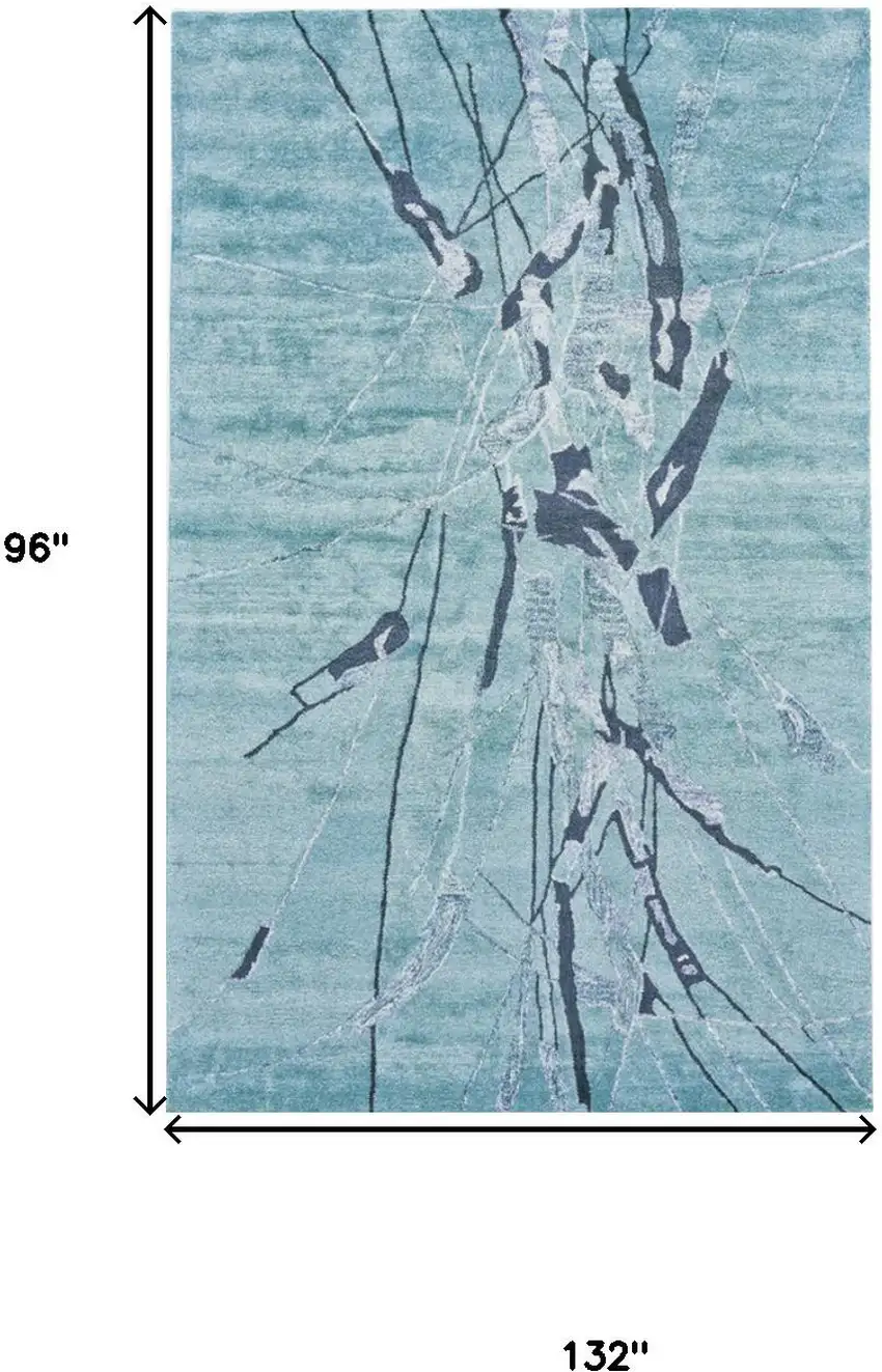 Blue and Gray Abstract Hand Tufted Area Rug Photo 8