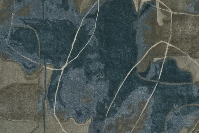 Blue and Gray Abstract Hand Tufted Area Rug Photo 6