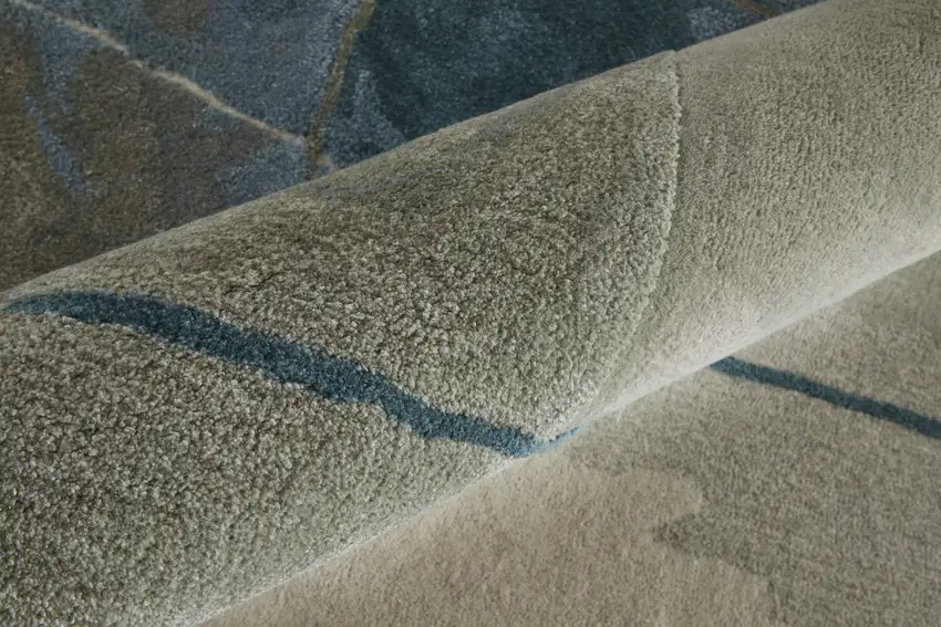 Blue and Gray Abstract Hand Tufted Area Rug Photo 9