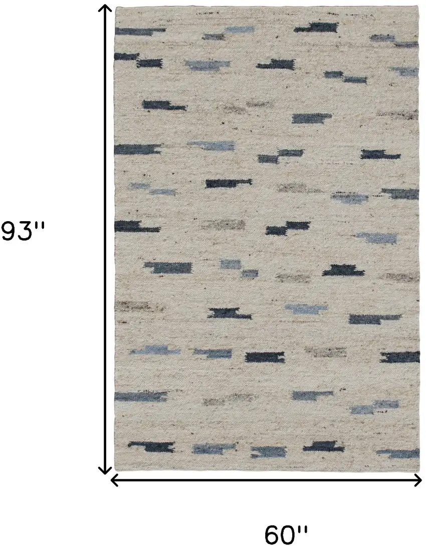 Blue and Gray Abstract Hand Woven Area Rug Photo 3