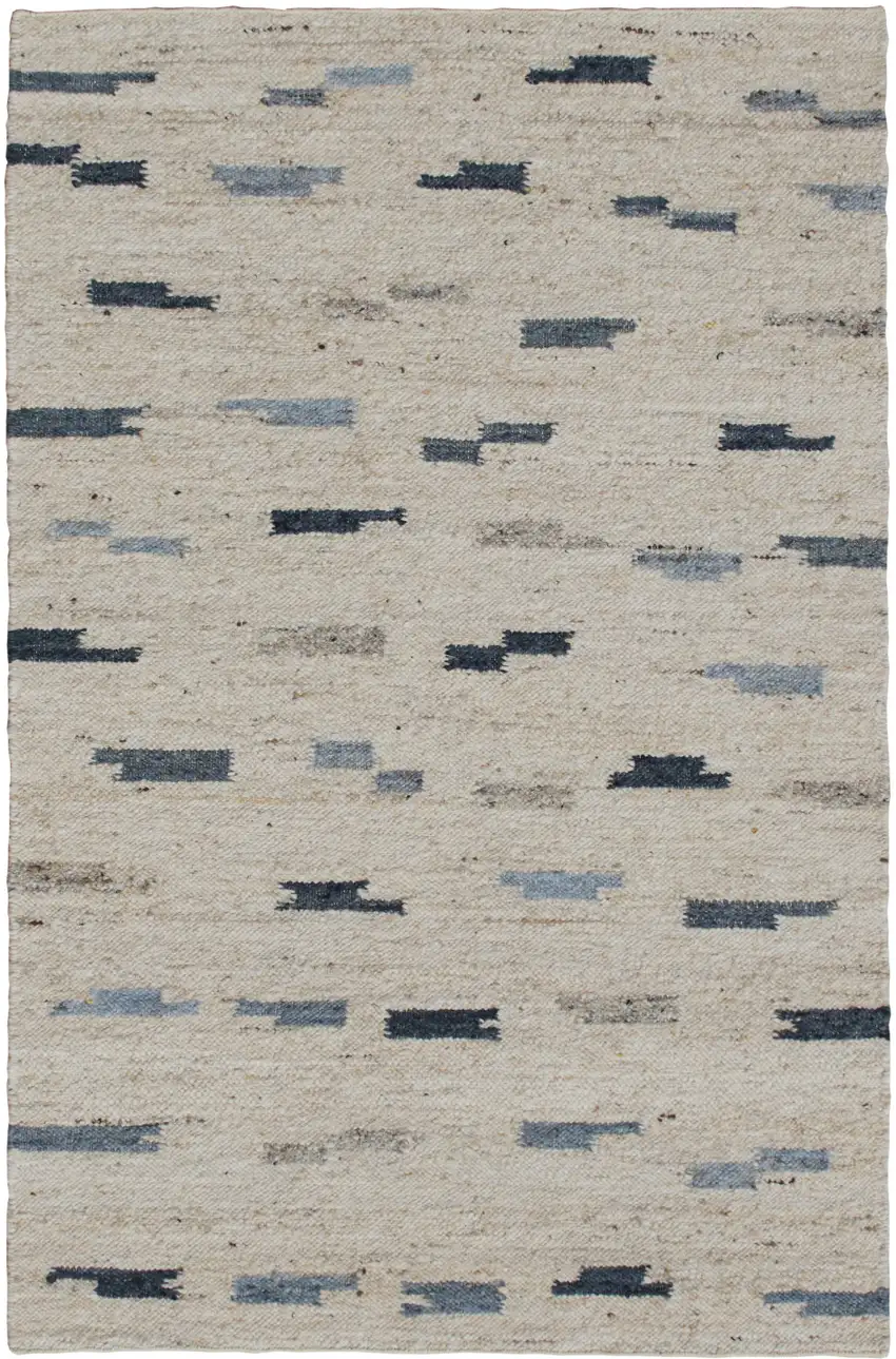 Blue and Gray Abstract Hand Woven Area Rug Photo 2