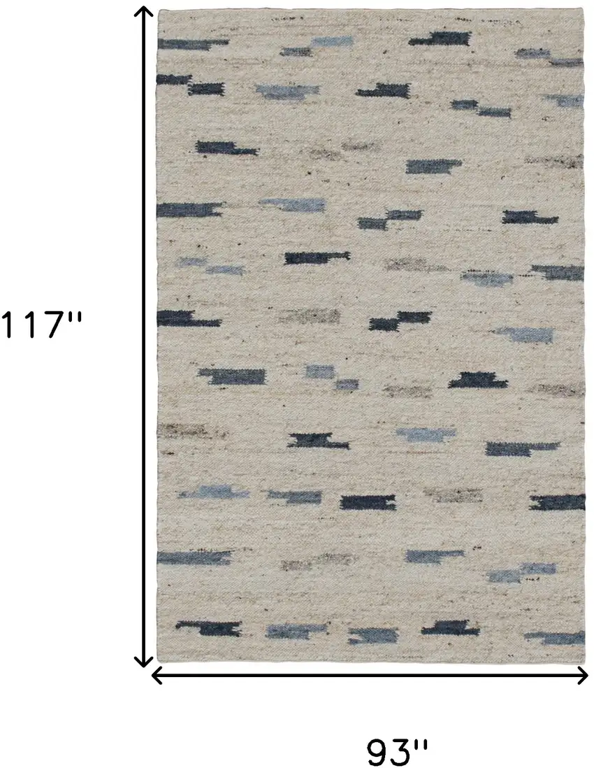 Blue and Gray Abstract Hand Woven Area Rug Photo 3