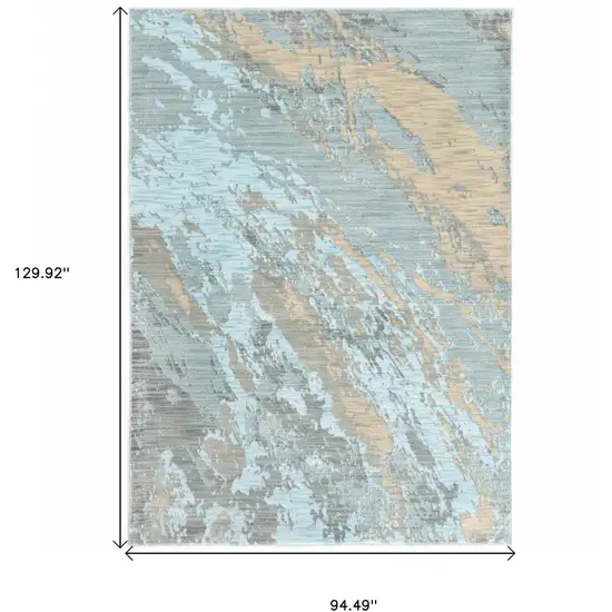 Blue and Gray Abstract Impasto Area Rug Photo 4