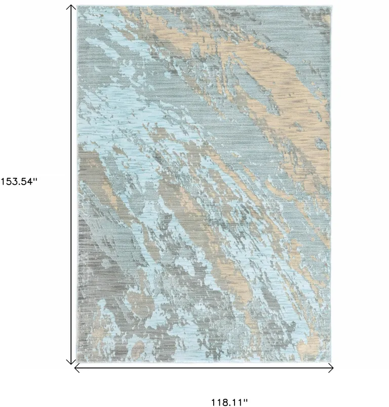 Blue and Gray Abstract Impasto Area Rug Photo 4