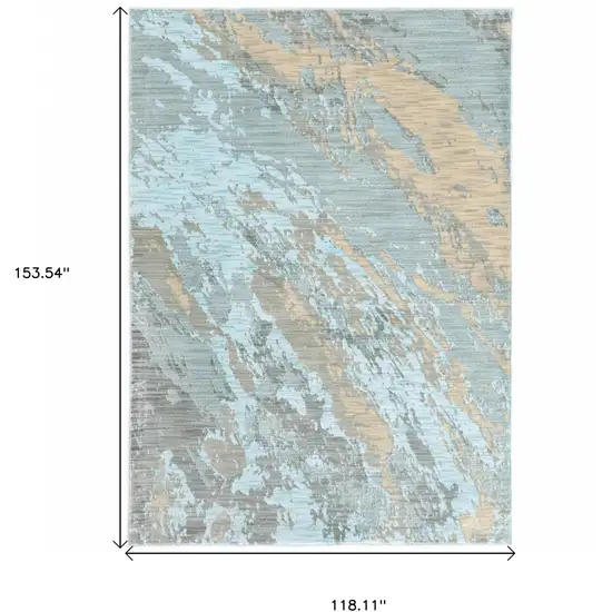 Blue and Gray Abstract Impasto Area Rug Photo 4