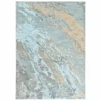 Photo of Blue and Gray Abstract Impasto Scatter Rug