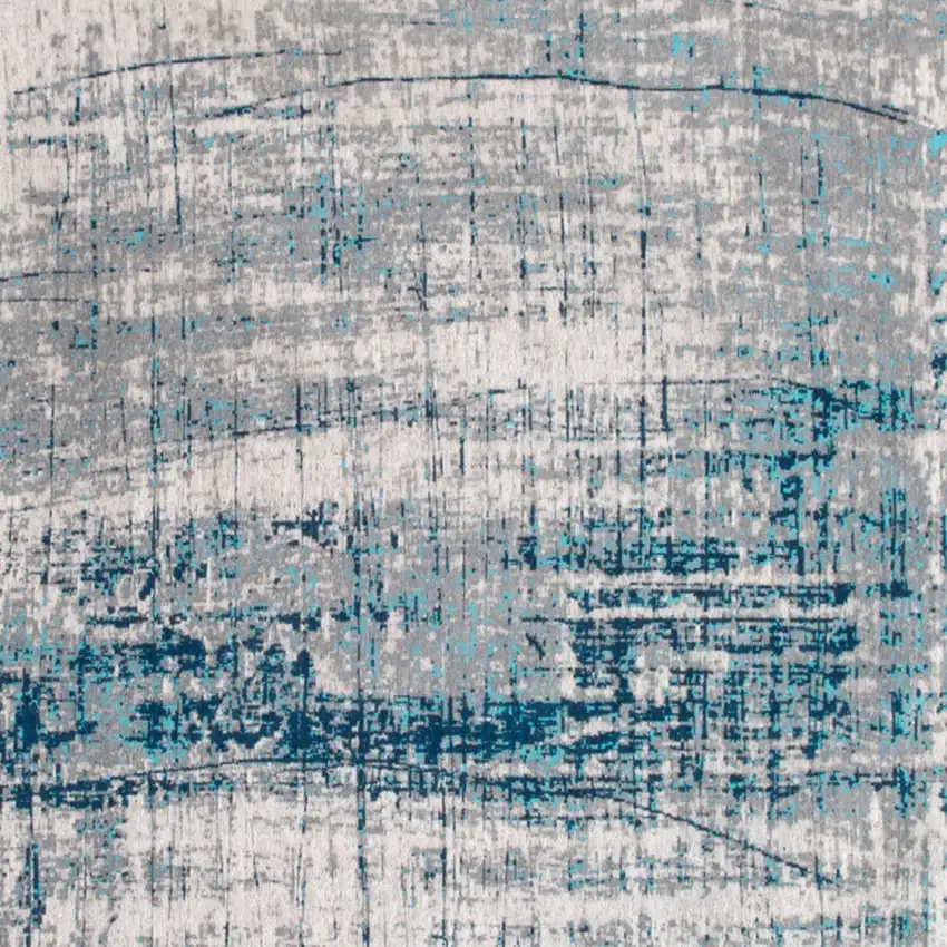 Blue and Gray Abstract Non Skid Area Rug Photo 4