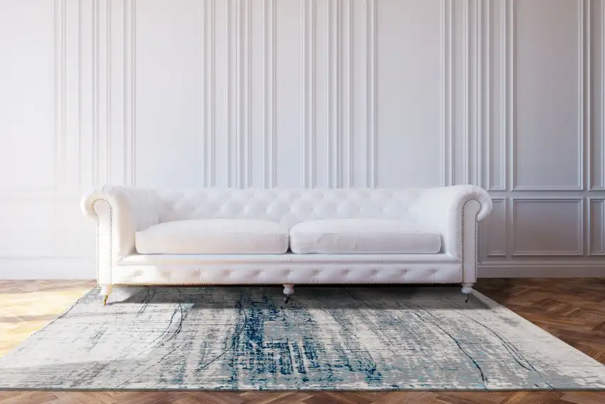 Blue and Gray Abstract Non Skid Area Rug Photo 6