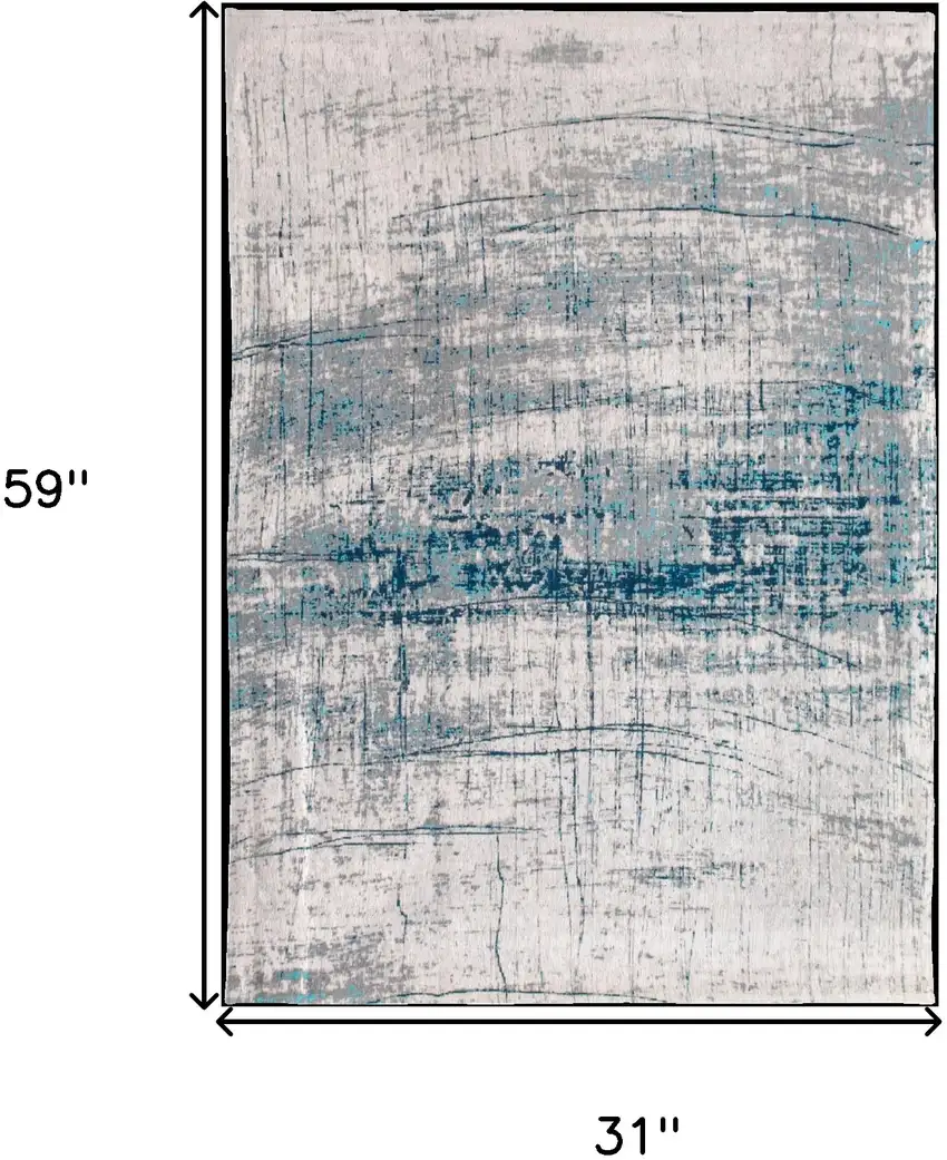 Blue and Gray Abstract Non Skid Area Rug Photo 3