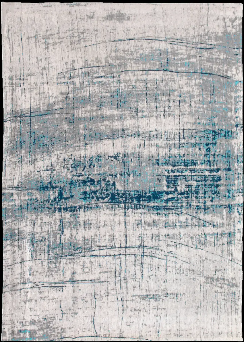 Blue and Gray Abstract Non Skid Area Rug Photo 2