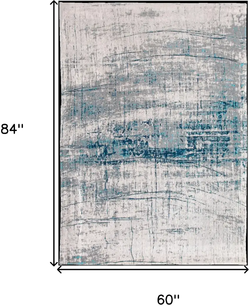 Blue and Gray Abstract Non Skid Area Rug Photo 3