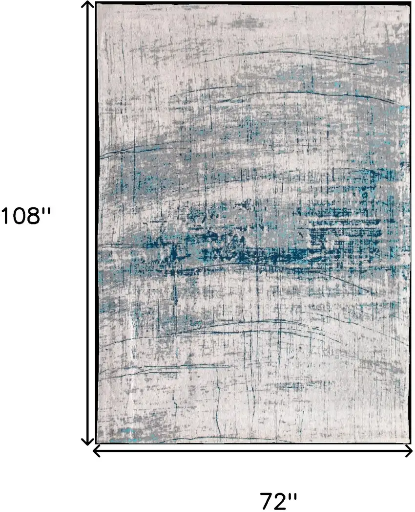 Blue and Gray Abstract Non Skid Area Rug Photo 3