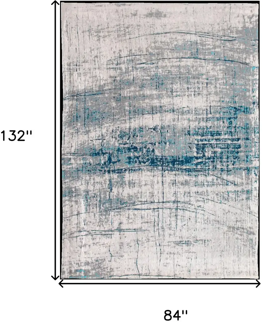 Blue and Gray Abstract Non Skid Area Rug Photo 3