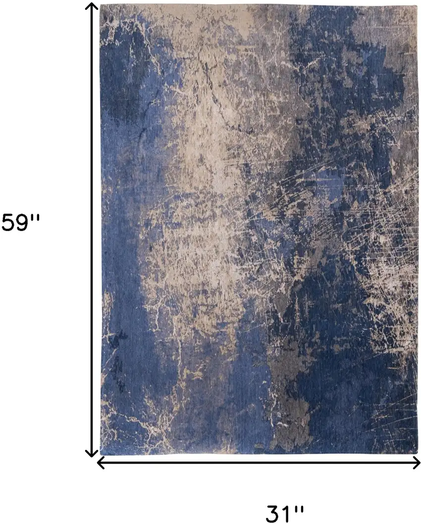 Blue and Gray Abstract Non Skid Area Rug Photo 3