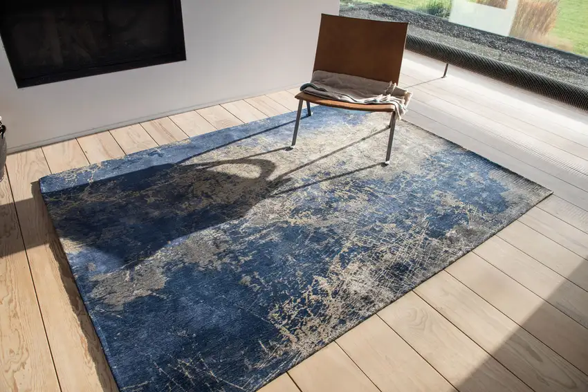 Blue and Gray Abstract Non Skid Area Rug Photo 7