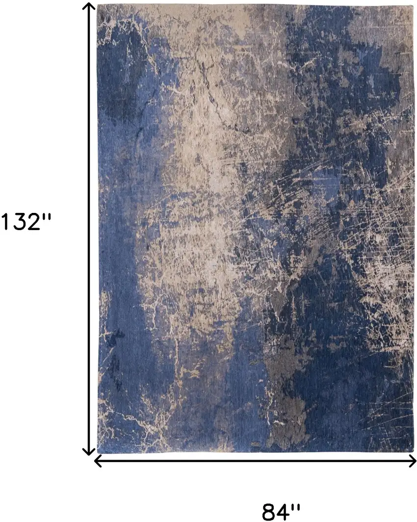 Blue and Gray Abstract Non Skid Area Rug Photo 3