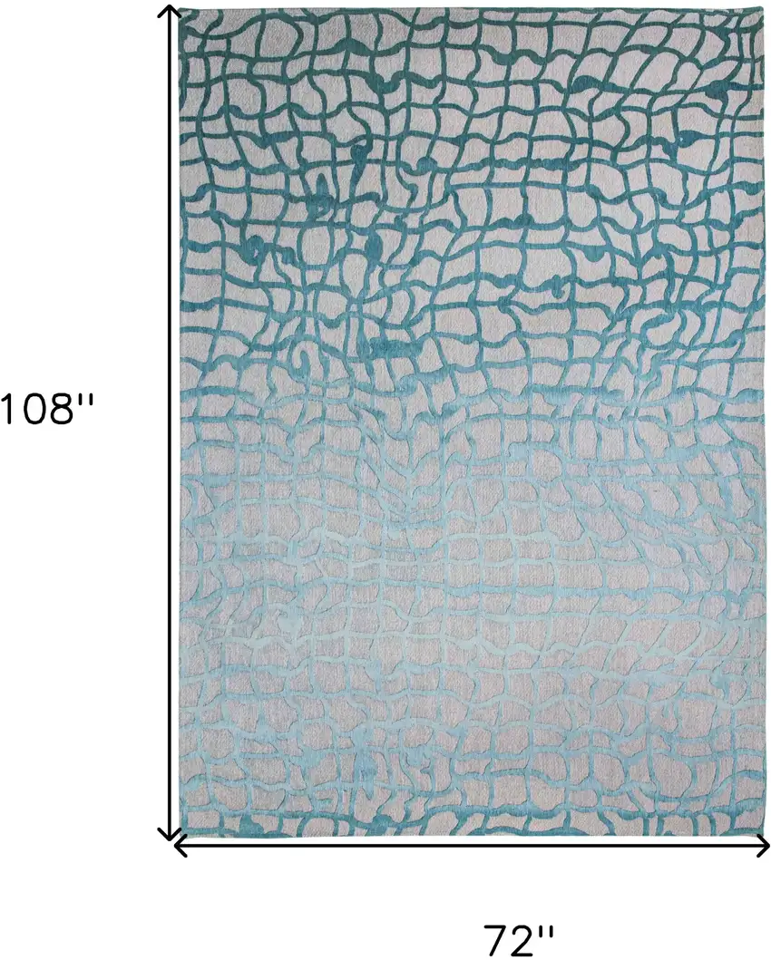 Blue and Gray Abstract Non Skid Area Rug Photo 3