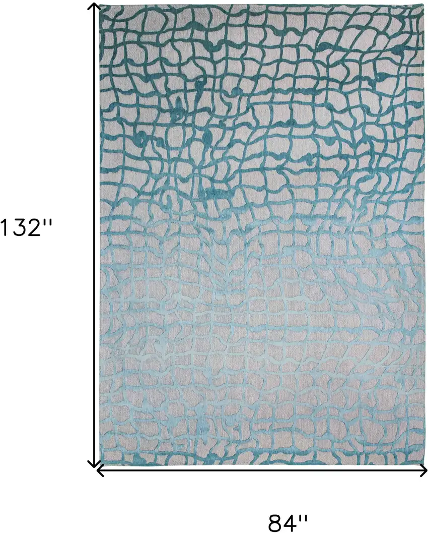 Blue and Gray Abstract Non Skid Area Rug Photo 3