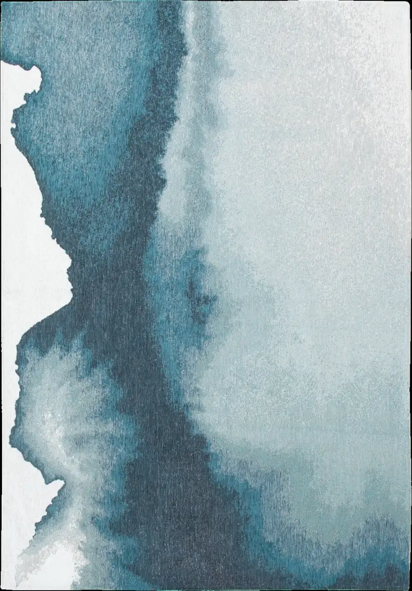 Blue and Gray Abstract Non Skid Area Rug Photo 2