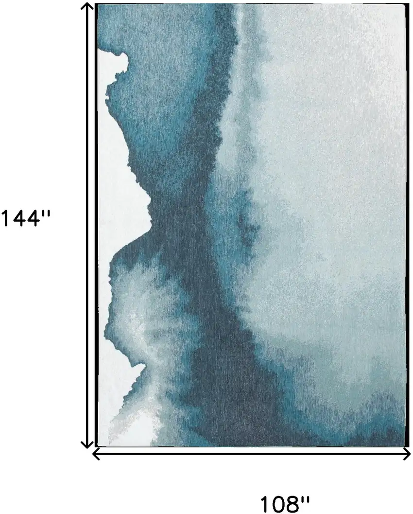 Blue and Gray Abstract Non Skid Area Rug Photo 3