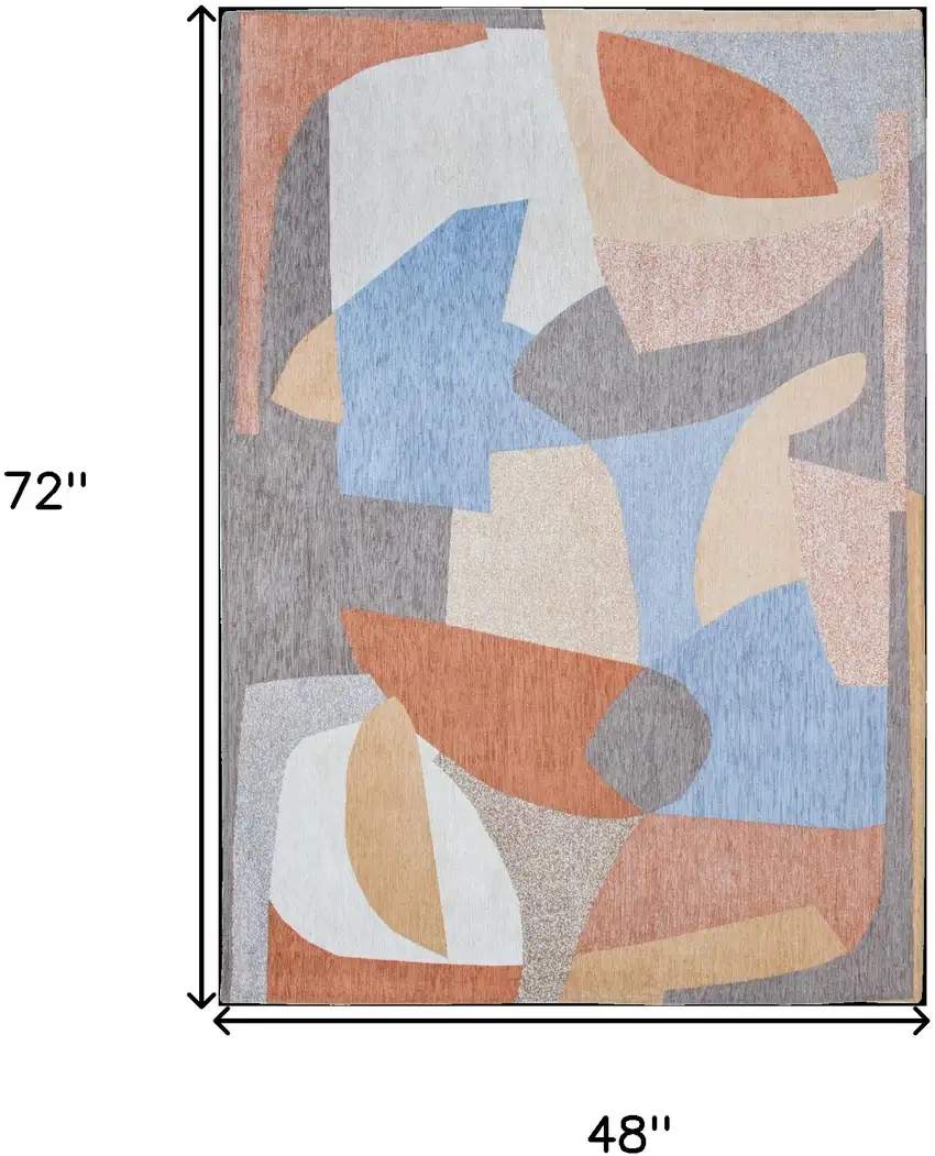 Blue and Gray Abstract Non Skid Area Rug Photo 3