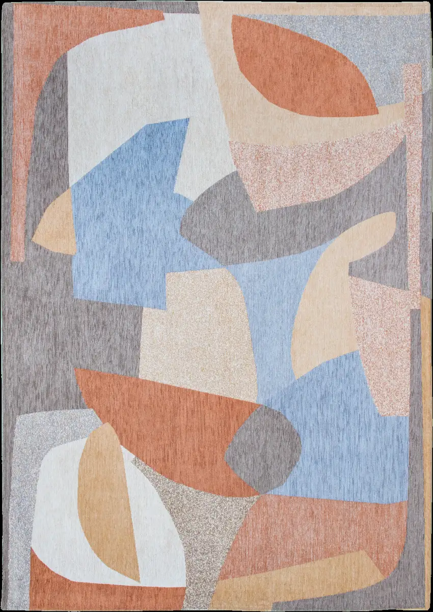 Blue and Gray Abstract Non Skid Area Rug Photo 2